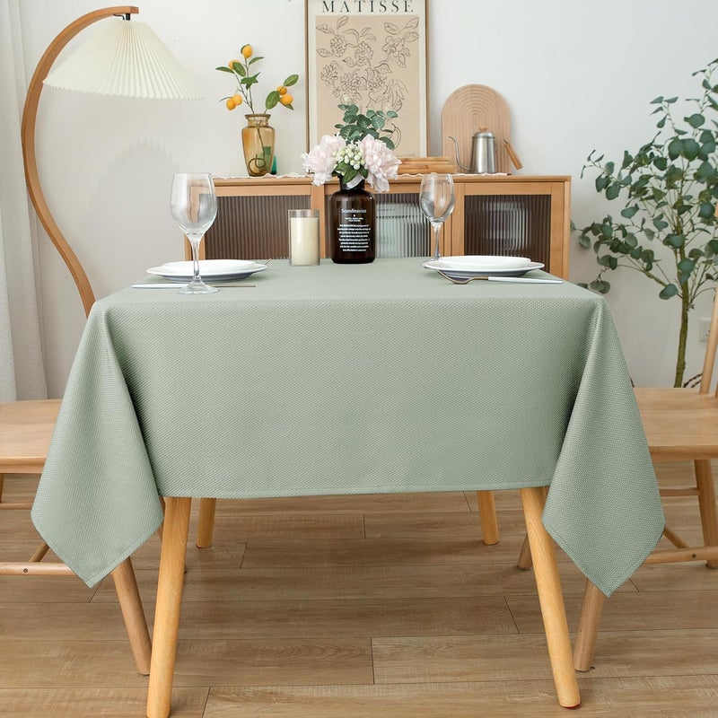 Square Tablecloth 54x54 Inch - Sage Green Water Resistant Fabric Table Cover - Image 2