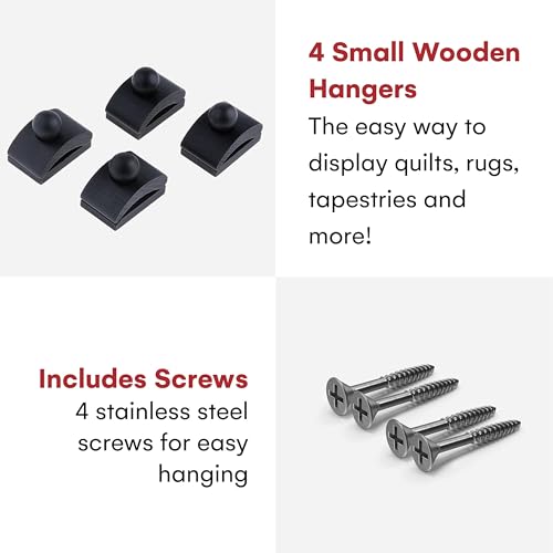 Precision Quilting Tools Classy Clamps Wooden Quilt Wall Hangers - 4 Small Clips (Black) and Screws for Walls Hangings - Tapestry and Quilts Hanger - Quilt Racks - Image 2