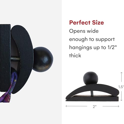 Precision Quilting Tools Classy Clamps Wooden Quilt Wall Hangers - 4 Small Clips (Black) and Screws for Walls Hangings - Tapestry and Quilts Hanger - Quilt Racks - Image 3