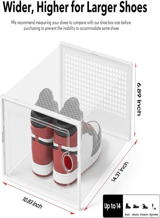 Kuject XX-Large Shoe Storage Boxes Organizers Clear Plastic Stackable 12 Pack, Shoe Rack & Holder Substitute, Sneaker Containers, Toy Storage Organizer Bins for Entryway, Closet, Under Bed, White - Image 3