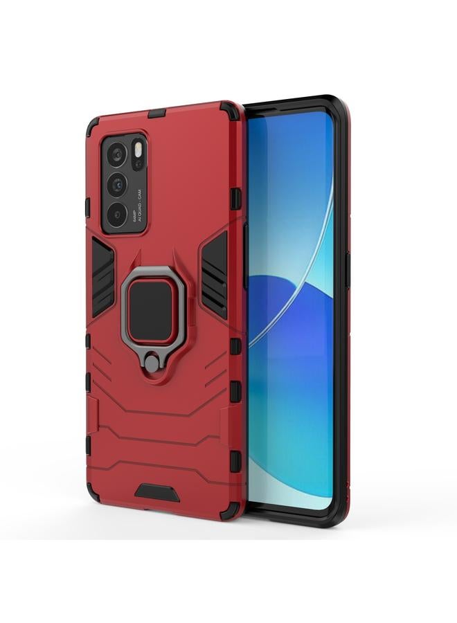 اس-توب جراب لهاتف OPPO Reno6 Pro 5G مقاوم للصدمات مصنوع من مادة PC + TPU مع حامل حلقي مغناطيسي - Image 1