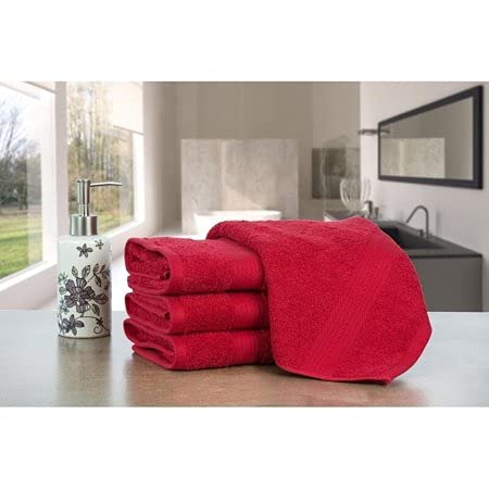TIQH Organic Cotton Thick and Plush Hand, Gym & Workout Hand Towel - Set of 4 (Red) - Image 1