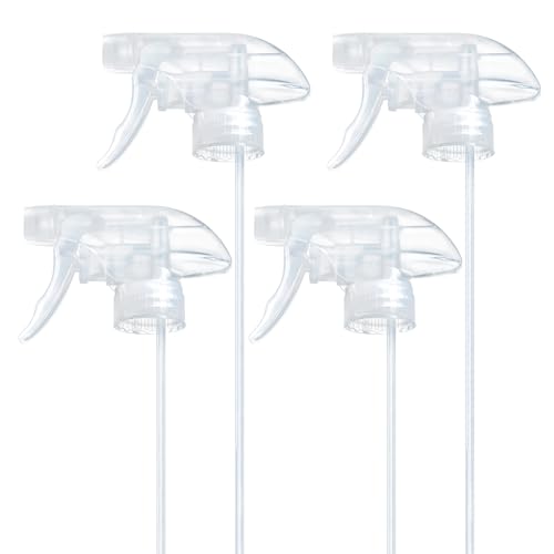 OCMML 4-Pack Clear Spray Nozzle For Bottles,3 Spray Modes (Stream,Mist & Safety Lock) Compatible with 8/16 oz Spray Bottle Nozzle Replacement for Gardening,Kitchen,Cleaning,Pet Training - Image 1
