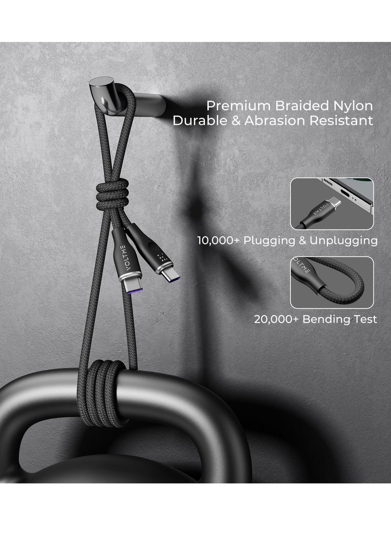 VOLTME 100W USB C to USB C Fast Charging Cable 1m/3.3ft, Dual Nylon Braided Cable, PD 5A Type C Cord, Compatible with iPhone Air, iPhone 17/17 Pro/17 Pro Max, 16/15 Series, iPad Pro/Air, MacBook Pro/Air 2023, Samsung Galaxy 25/24/23 Ultra, Huawei P60, Xiaomi 14/13, Google Pixel 9/8, Dell XPS, Lenovo ThinkPad X1, Asus ROG, HP Spectre, LG, Tablets, Nintendo Switch and More - Black - Image 4
