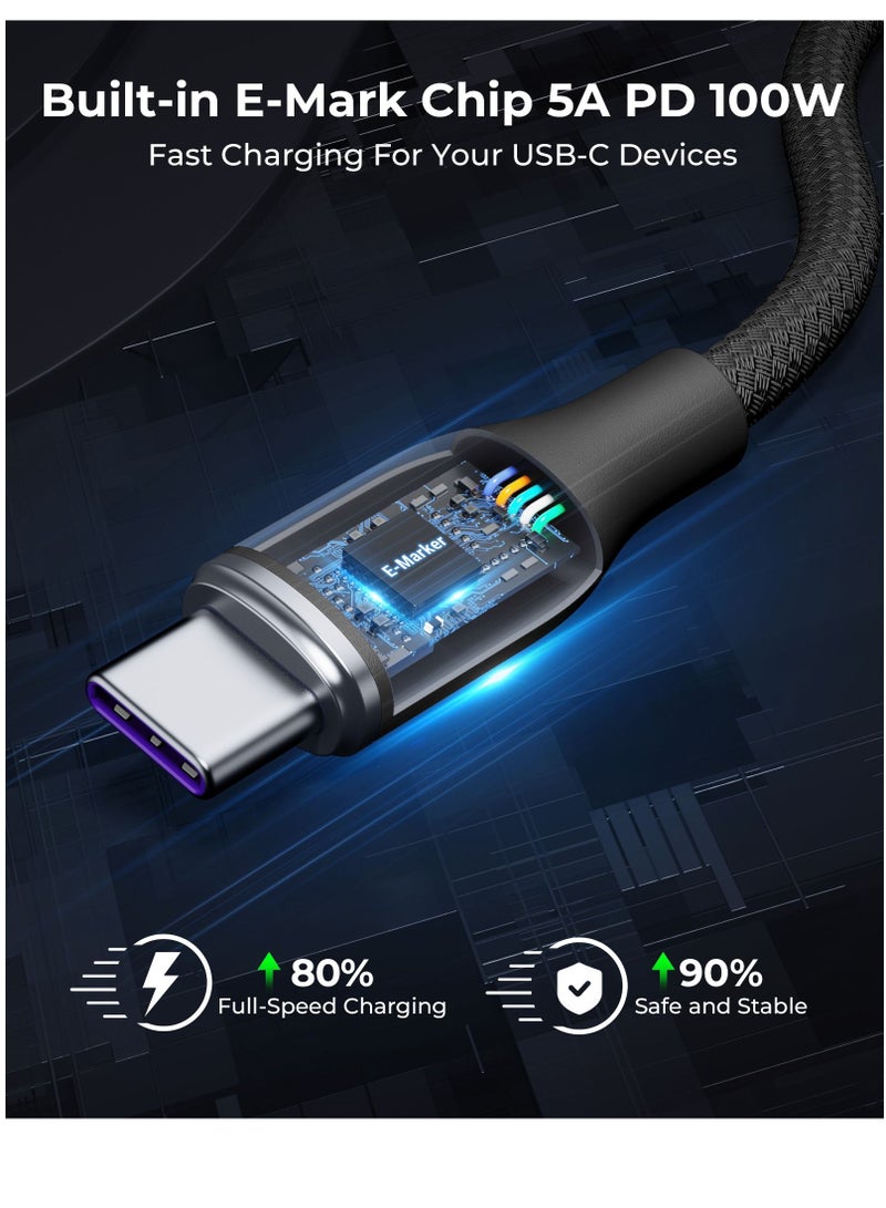 VOLTME 100W USB C to USB C Fast Charging Cable 1m/3.3ft, Dual Nylon Braided Cable, PD 5A Type C Cord, Compatible with iPhone Air, iPhone 17/17 Pro/17 Pro Max, 16/15 Series, iPad Pro/Air, MacBook Pro/Air 2023, Samsung Galaxy 25/24/23 Ultra, Huawei P60, Xiaomi 14/13, Google Pixel 9/8, Dell XPS, Lenovo ThinkPad X1, Asus ROG, HP Spectre, LG, Tablets, Nintendo Switch and More - Black - Image 2