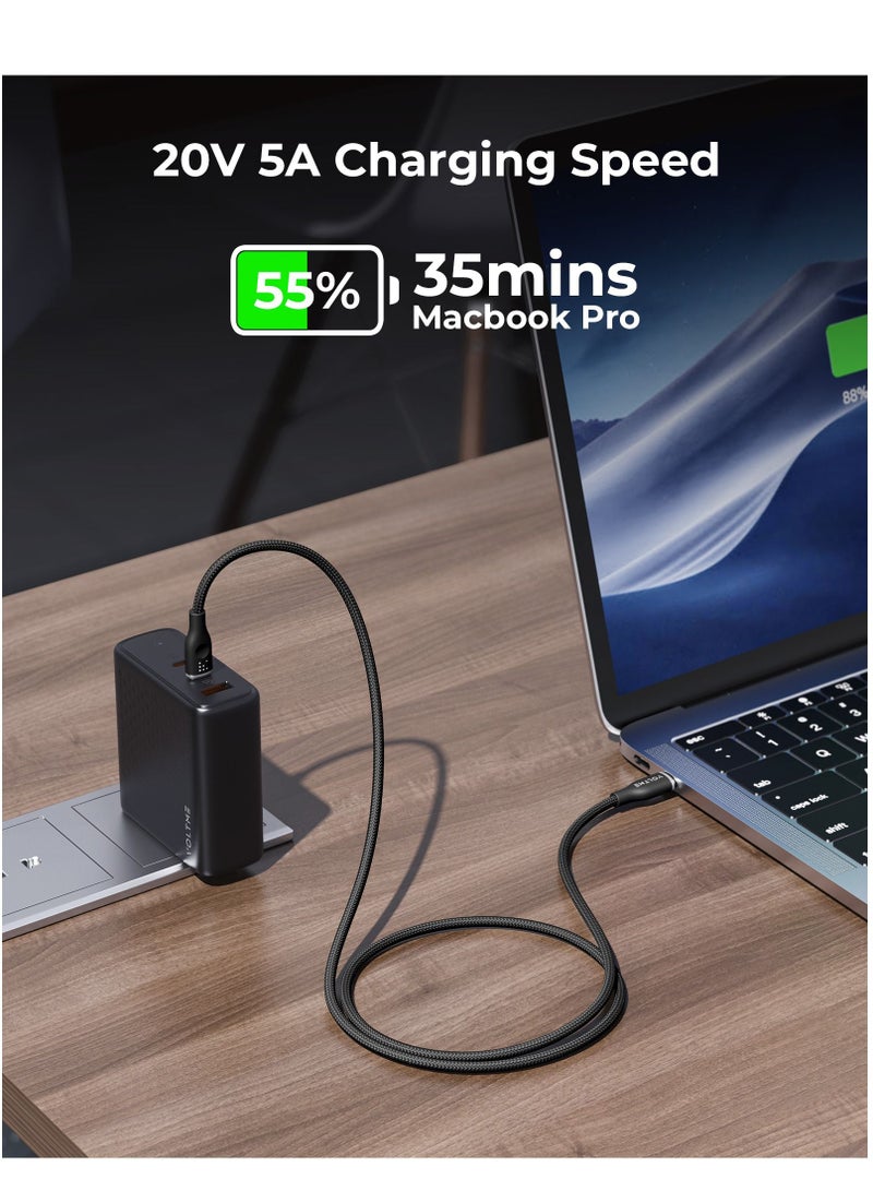 VOLTME 100W USB C to USB C Fast Charging Cable 1m/3.3ft, Dual Nylon Braided Cable, PD 5A Type C Cord, Compatible with iPhone Air, iPhone 17/17 Pro/17 Pro Max, 16/15 Series, iPad Pro/Air, MacBook Pro/Air 2023, Samsung Galaxy 25/24/23 Ultra, Huawei P60, Xiaomi 14/13, Google Pixel 9/8, Dell XPS, Lenovo ThinkPad X1, Asus ROG, HP Spectre, LG, Tablets, Nintendo Switch and More - Black - Image 3