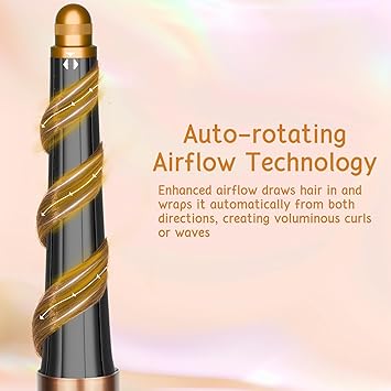ZEPHBLOW Hair Curling Conical Barrel for Dyson Airwrap 0814Inch 2036mm Conical Curling Barrels Compatible with Airwrap HS0105 SelfCurling Hair Roller Curlers Attachment for Long Hair Gold - Image 3