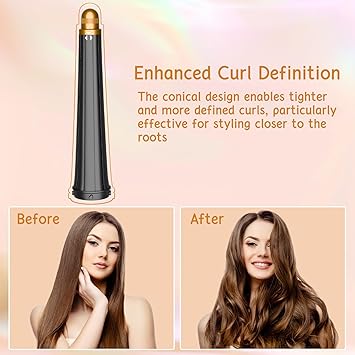 ZEPHBLOW Hair Curling Conical Barrel for Dyson Airwrap 0814Inch 2036mm Conical Curling Barrels Compatible with Airwrap HS0105 SelfCurling Hair Roller Curlers Attachment for Long Hair Gold - Image 4