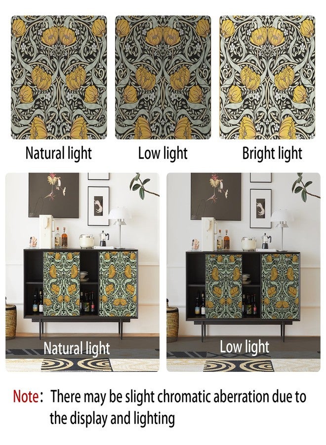 Abyssaly William Morris Peel and Stick Wallpaper, Mid Century Modern Floral Wallpaper for Walls Murals, Vintage Green/Yellow Contact Paper Home Kitchen Bedroom Decor 17.7in x 9.8ft - Image 4