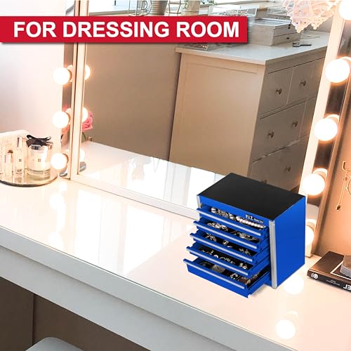 PIT P.I.T. Mini Blue Tool Box, Portable 5-Drawer Micro Roll Cab Steel Stackable Tool Box with Liner, Blue Small Tool Case for Tools Storage and Organizers, Home DIY - Image 5