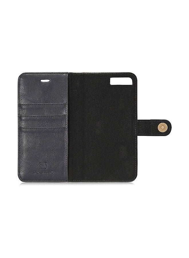 إسكدنيا غطاء حماية بتصميم محفظة مع جيب لحمل البطاقة لهاتف أبل آيفون 7 بلس أسود - Image 4