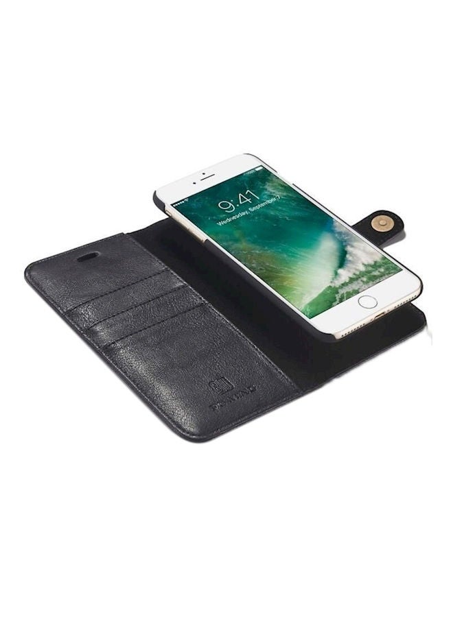إسكدنيا غطاء حماية بتصميم محفظة مع جيب لحمل البطاقة لهاتف أبل آيفون 7 بلس أسود - Image 5