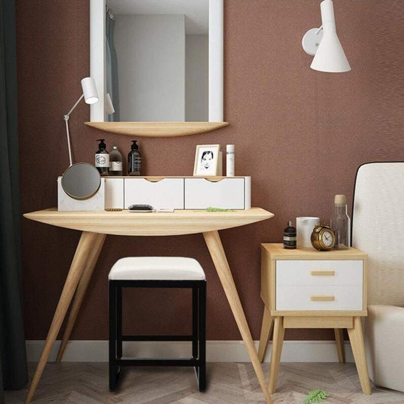 INDIAN DECOR INDIAN DECOR 45214 Nordic Dressing Table Stool Faux Leather Upholstered Heavy Duty Metal Frame Home Bar Stool Dining Room StoolPack2 Color CreamyWhite  - Image 2