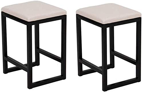 INDIAN DECOR INDIAN DECOR 45214 Nordic Dressing Table Stool Faux Leather Upholstered Heavy Duty Metal Frame Home Bar Stool Dining Room StoolPack2 Color CreamyWhite  - Image 1