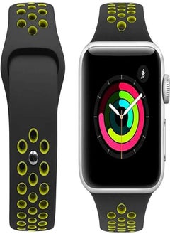 Porodo nike watch band for apple watch 44mm / 42mm compatible with series 4, series 5 - black/yellow