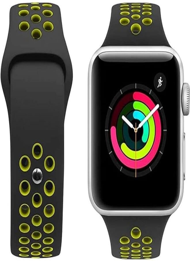 porodo - Porodo nike watch band for apple watch 44mm / 42mm compatible with series 4, series 5 - black/yellow - Image 1