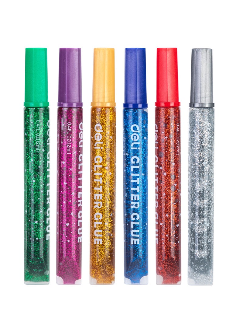 Deli EA71101 Glitter Glue 12ml*6 鈥?ideal for DIY craft and art decoration - Image 2