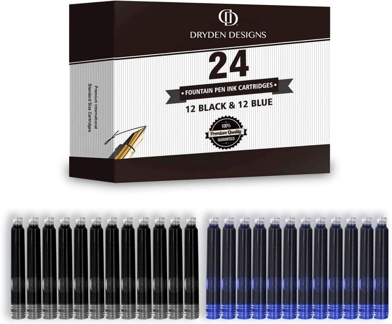 Dryden Designs Fountain Pen Medium Nib Gift Pouch - with 24 Ink Cartridges - MCM (Metallic Silver) - Image 5