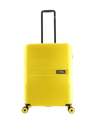 NATIONAL GEOGRAPHIC National Geographic Cavern Check-In Medium PP Hardside Luggage Yellow, Durable/ Unbreakable/ Lightweight/ Anit-theft Zipper/ 4 Double Wheel TSA Lock Suitcase Trolley Bag (60 cm/ 24 Inch).