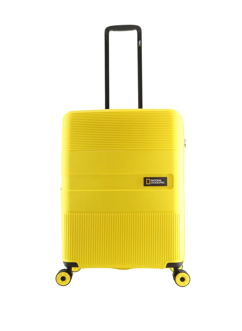 NATIONAL GEOGRAPHIC National Geographic Cavern Check-In Medium PP Hardside Luggage Yellow, Durable/ Unbreakable/ Lightweight/ Anit-theft Zipper/ 4 Double Wheel TSA Lock Suitcase Trolley Bag (60 cm/ 24 Inch).