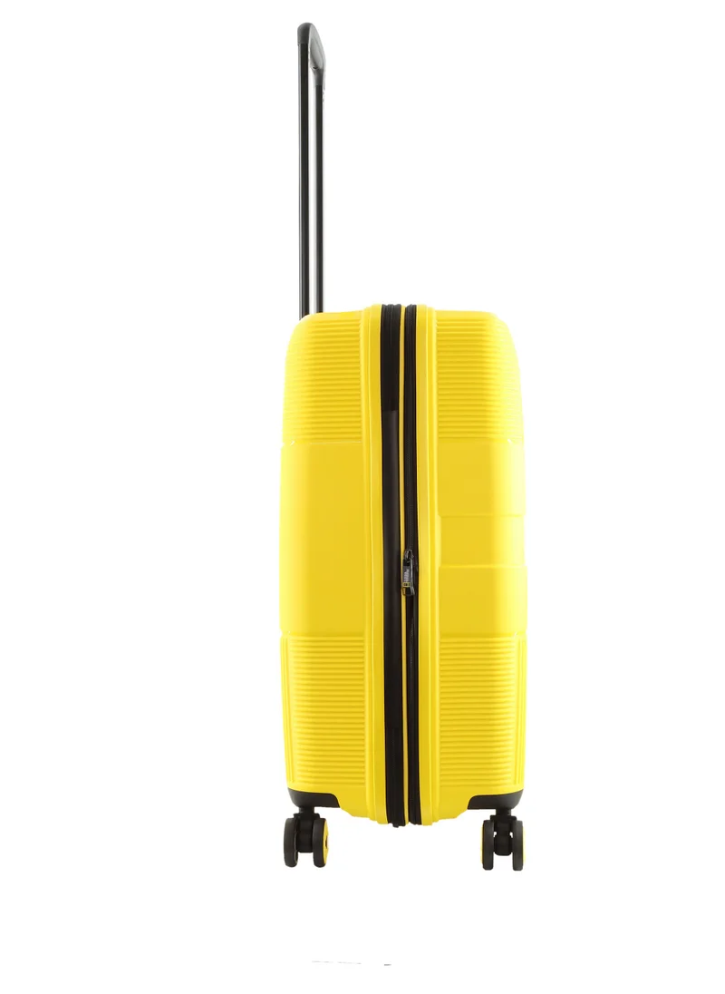 NATIONAL GEOGRAPHIC National Geographic Cavern Check-In Medium PP Hardside Luggage Yellow, Durable/ Unbreakable/ Lightweight/ Anit-theft Zipper/ 4 Double Wheel TSA Lock Suitcase Trolley Bag (60 cm/ 24 Inch).