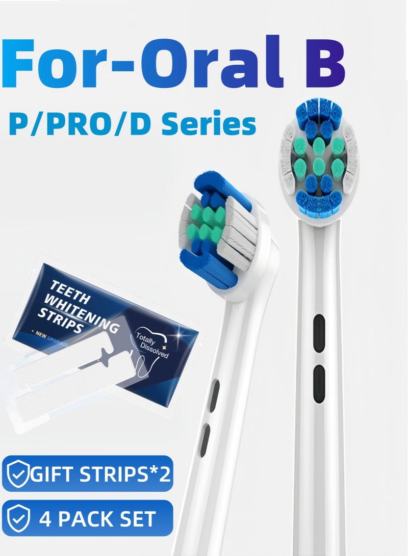 Pack Of 4 Precision Clean Electric Toothbrush Head White,Toothbrush Head EB20-4 With 2 Tooth Whitening Strips - Image 1
