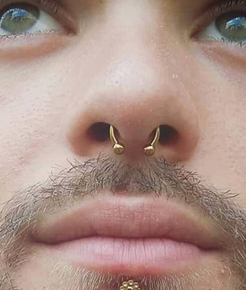 Longita Gold Septum Ring Internally Threaded Septum Rings 16g Septum Piercing Surgical Steel Septum Jewelry Septum Nose Rings 16 gauge Small Septum Ring 8mm 10mm Horseshoe with Replacement Balls - Image 3