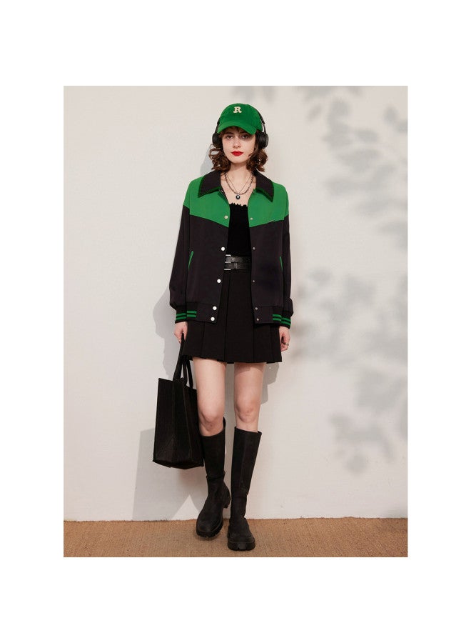 Stylish Color-block Women's Jacket】casual Loose-fit Lapel Coat For Spring/fall Commuting - Image 2