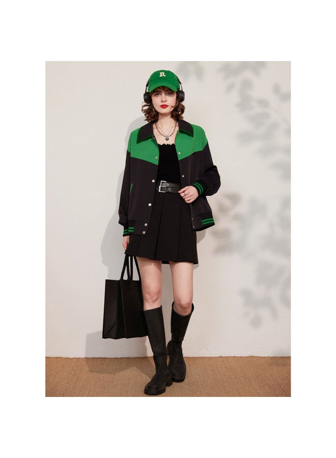 Stylish Color-block Women's Jacket】casual Loose-fit Lapel Coat For Spring/fall Commuting - Image 5