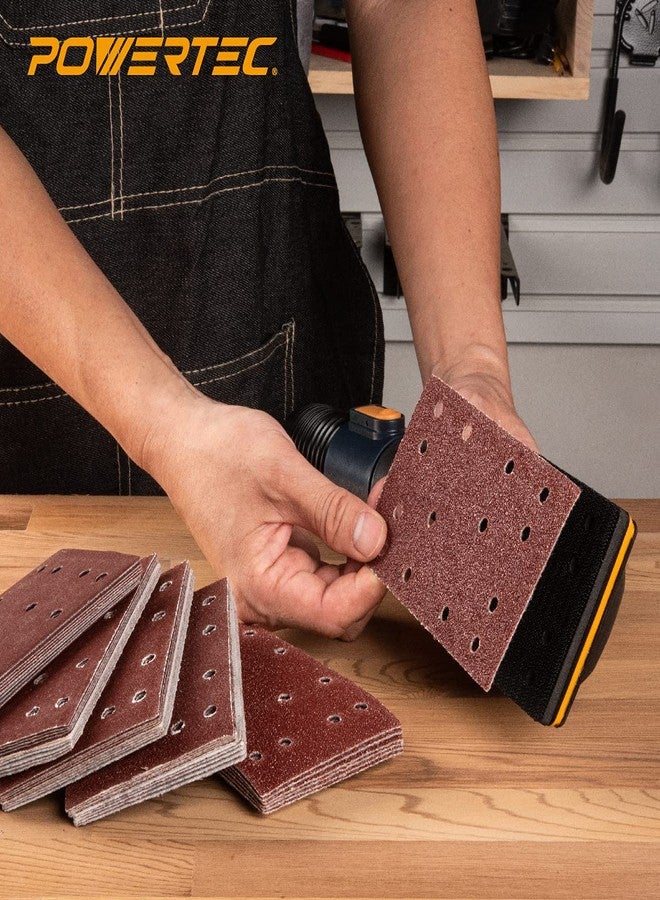 باورتيك 4R13500، عبوة من 50 قطعة، 80 مم × 133 مم، وسادات صنفرة خطافية وحلقة A/O | 40، 80، 120، 180، 240، حبيبات متنوعة، بديلة لماكينة فيستول RTS 400، لون أحمر - Image 3