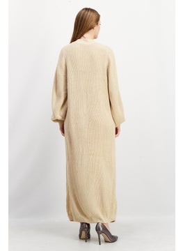 In the style Women Textured Long Sleeve Cardigan, Beige  - Image 2