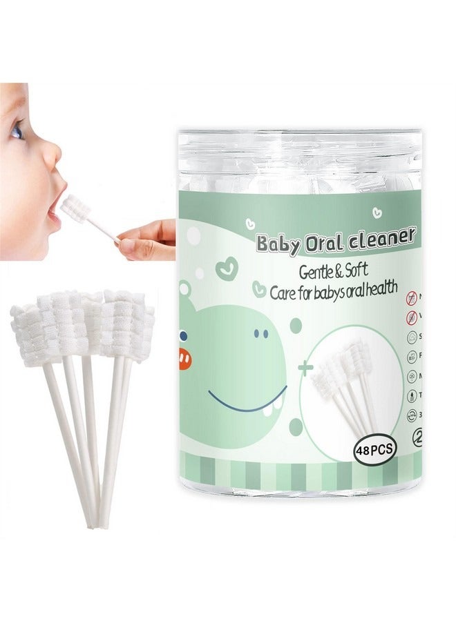 Beauenty 48 PCS Baby Tongue Cleaner, Newborn Toothbrush, Disposable Infant Toothbrush Clean Mouth,Gauze Gum Cleaner Oral Cleaning Stick Dental Care for 0-36 Month - Image 1