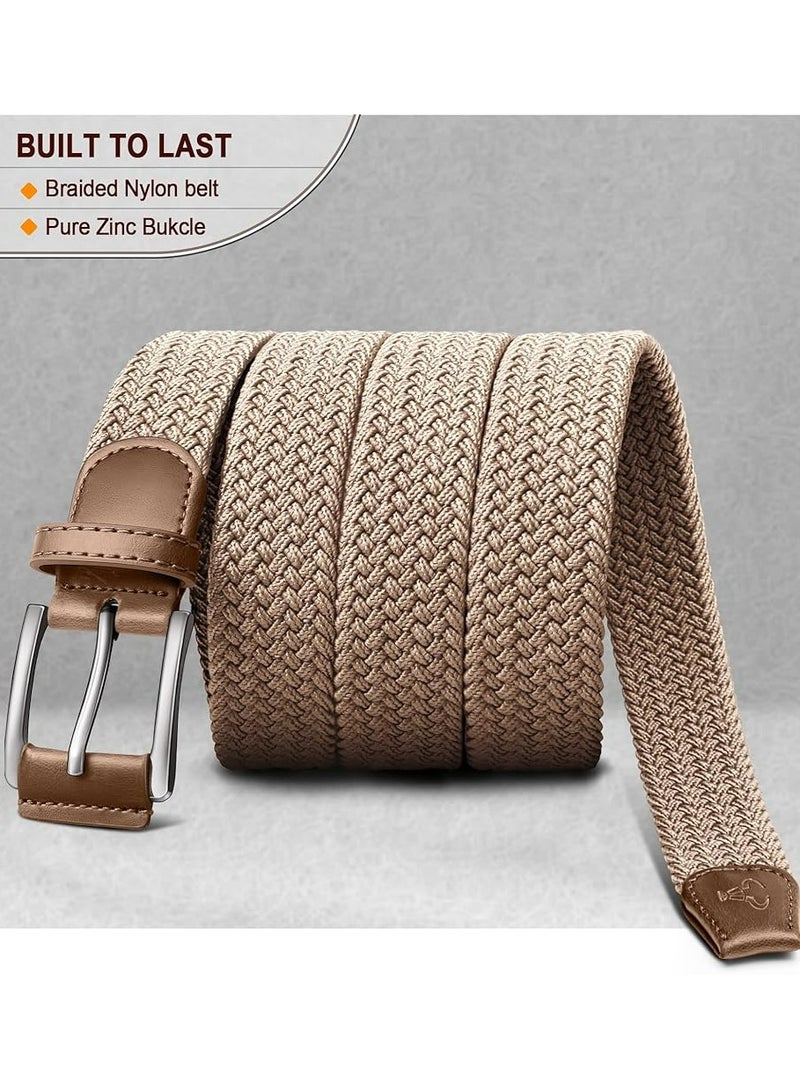 أوزيغالور حزام مطاطي للرجال، حزام شبكي منسوج مضفر هدية للرجال 1 3/8 لقمصان الجينز الكاجوال للجولف - Image 2