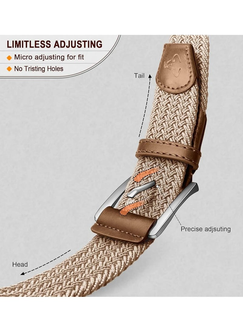 أوزيغالور حزام مطاطي للرجال، حزام شبكي منسوج مضفر هدية للرجال 1 3/8 لقمصان الجينز الكاجوال للجولف - Image 3