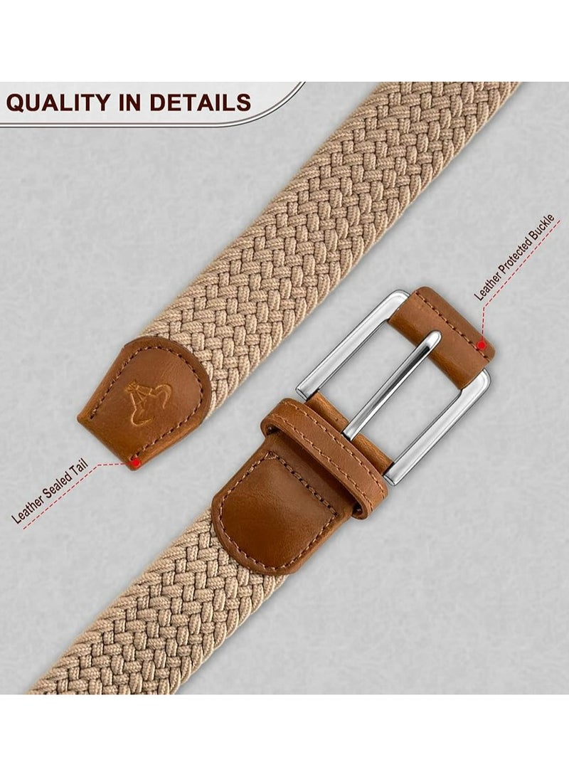 أوزيغالور حزام مطاطي للرجال، حزام شبكي منسوج مضفر هدية للرجال 1 3/8 لقمصان الجينز الكاجوال للجولف - Image 5