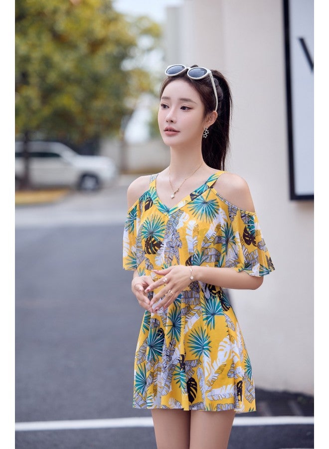 New Women's Swimsuit Women's Fashionable Floral Swimsuit Belly-covering Slimming Conservative Plus Size Split Swimming Suit