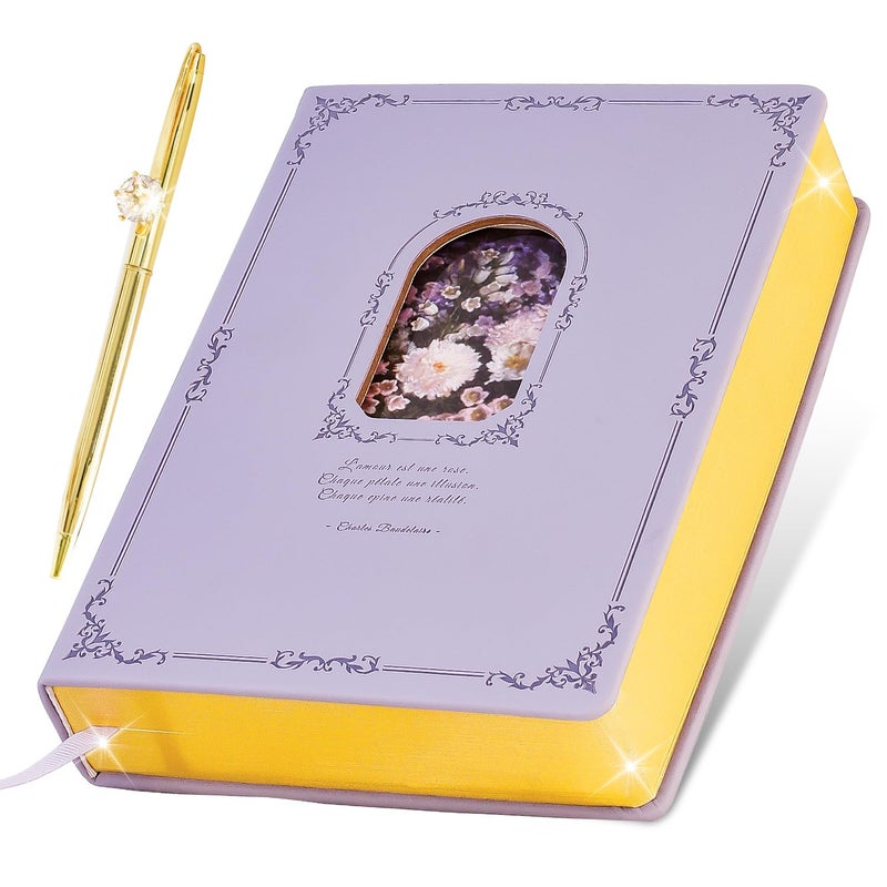 hi!SCI Thick Journal for Women & Girls, 360 Pages A5 Writing Journaling Notebook with Paintings, Women Journal for Writing, Vintage Journal with Gift Box & Pen for Girls Gift Ideas (Lavender Purple) - Image 1