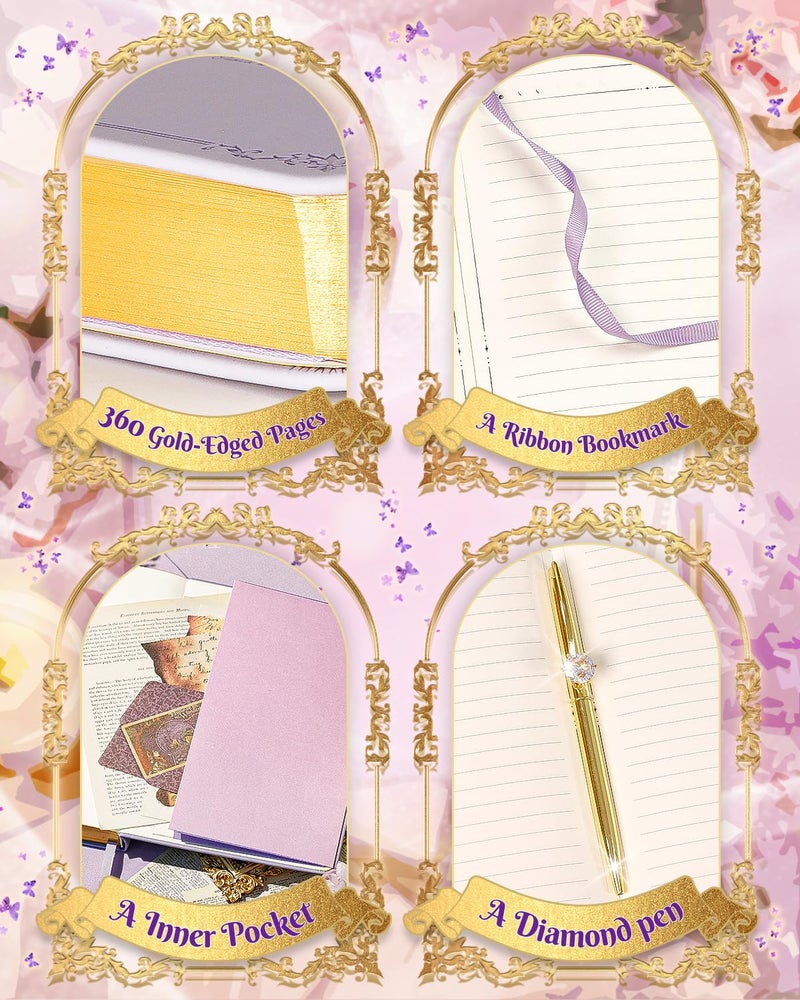 hi!SCI Thick Journal for Women & Girls, 360 Pages A5 Writing Journaling Notebook with Paintings, Women Journal for Writing, Vintage Journal with Gift Box & Pen for Girls Gift Ideas (Lavender Purple) - Image 4