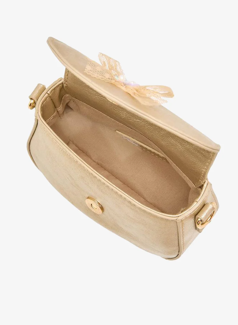 Flora Bella By Shoexpress GOLD Bow Embellished Crossbody Bag with Chain Strap for Women | Best Price UAE