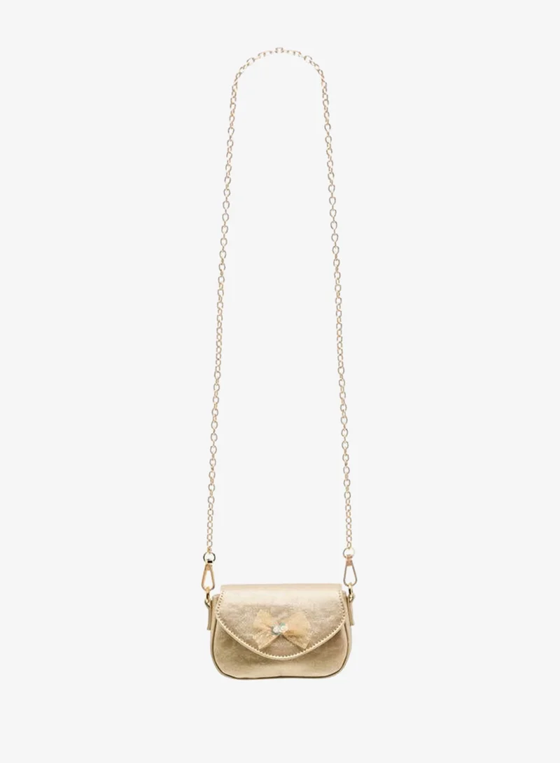 Flora Bella By Shoexpress GOLD Bow Embellished Crossbody Bag with Chain Strap for Women | Best Price UAE