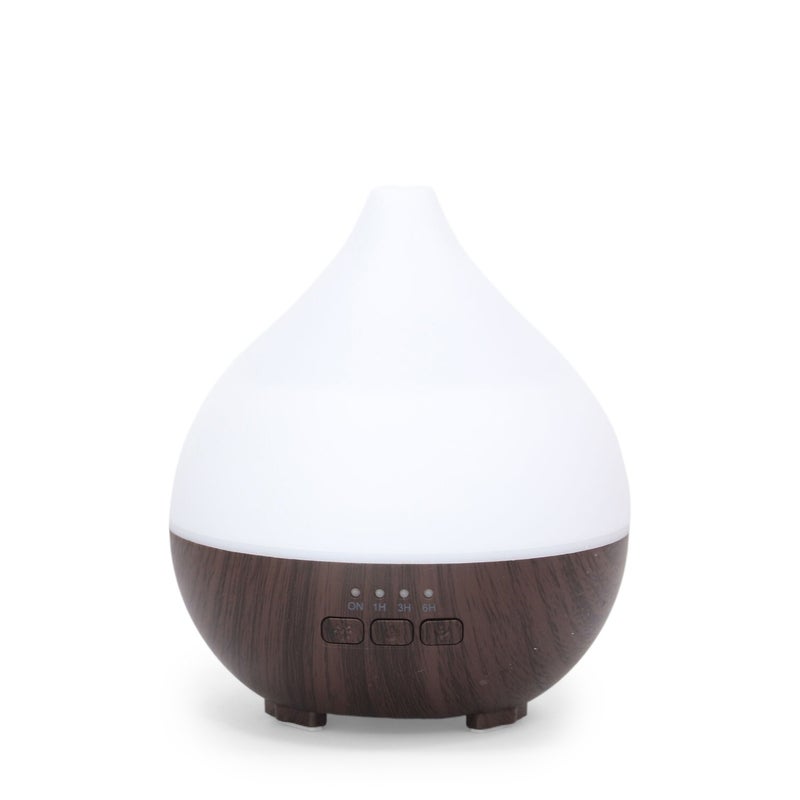 White + Dark Wood Grain USB Type-C Home Indoor Humidifier & Essential Oil Diffuser, 140ml Portable Aroma Machine