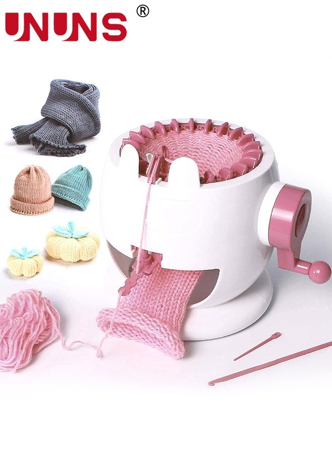 UNUNS Knitting Machine,22 Needles Knitting Loom Machines Kit For Sock Hat Pumpkin,Efficiently DIY Scarf Hat Sock,Pink - Image 1