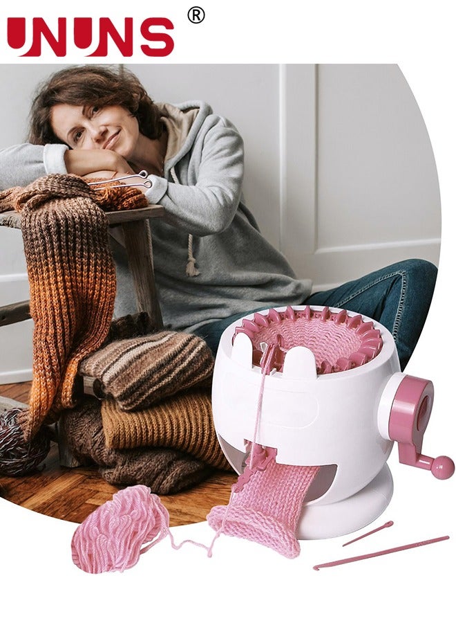 UNUNS Knitting Machine,22 Needles Knitting Loom Machines Kit For Sock Hat Pumpkin,Efficiently DIY Scarf Hat Sock,Pink - Image 2