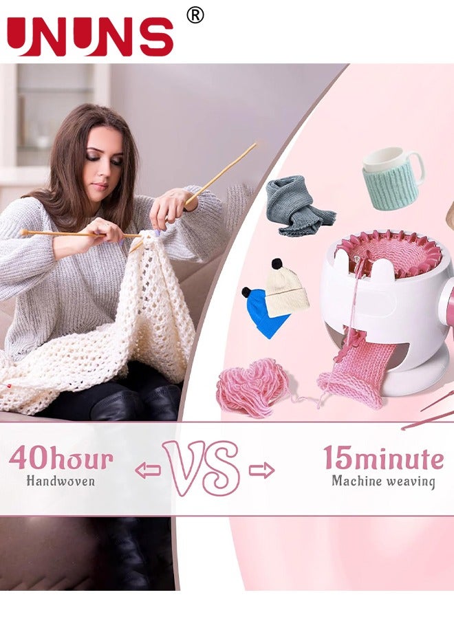 UNUNS Knitting Machine,22 Needles Knitting Loom Machines Kit For Sock Hat Pumpkin,Efficiently DIY Scarf Hat Sock,Pink - Image 3