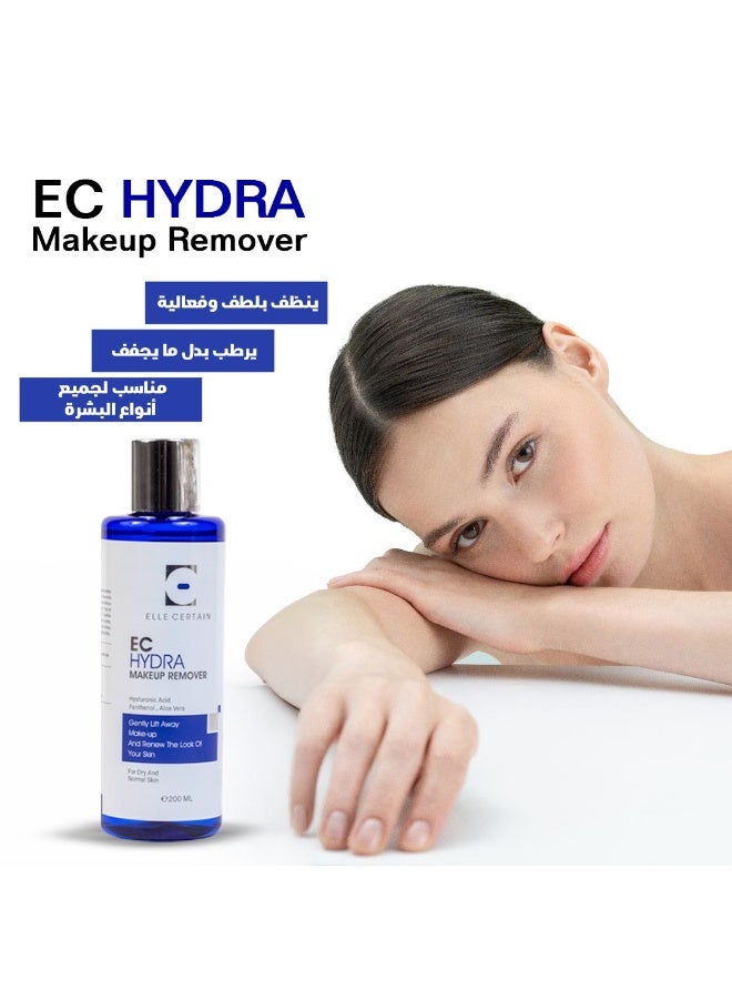 ELLE CERTAIN EC Hydra Makeup Remover for Dry Skin 200ml – Micellar Cleansing Toner, Hydrating Formula with Aloe Vera, Glycerin & Hyaluronic Acid, Gentle Makeup Remover - Image 2