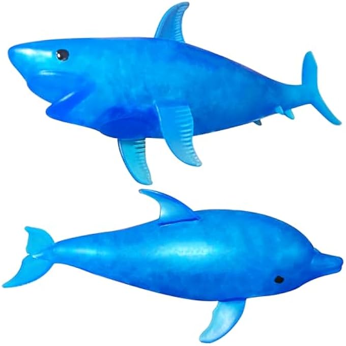 Kawaite Squishy Shark Stress Balls Dolphin Stretch Ball (2 Pack) Stress Squish Ball, Sea Animal Shark Squishy Dolphin Stress Balls for Kids and Adults, Easter Basket Stuffers, Vase Filler and Home Decoration - Image 1