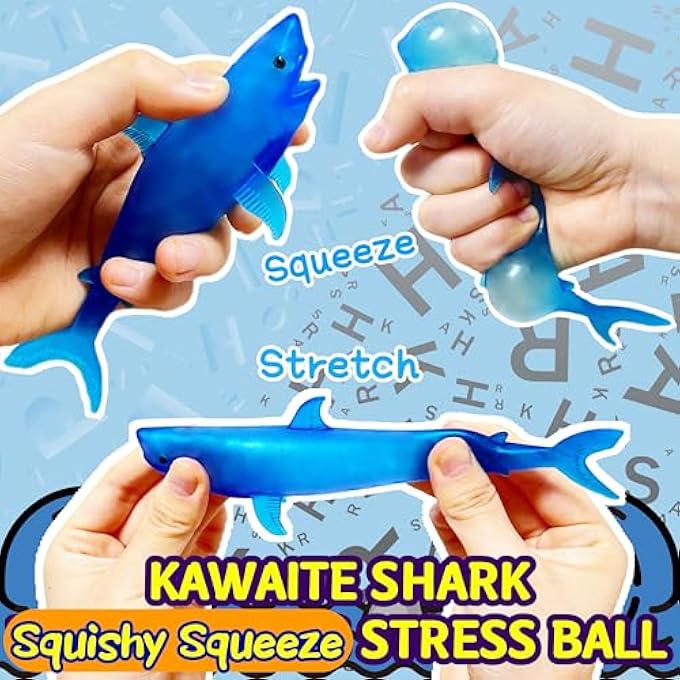Kawaite Squishy Shark Stress Balls Dolphin Stretch Ball (2 Pack) Stress Squish Ball, Sea Animal Shark Squishy Dolphin Stress Balls for Kids and Adults, Easter Basket Stuffers, Vase Filler and Home Decoration - Image 5