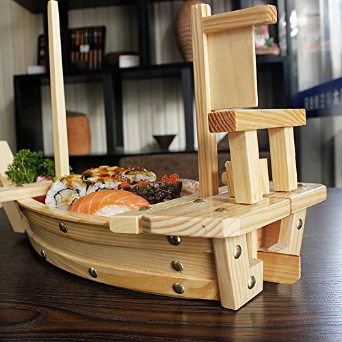 Kichgather 27.6“ Wooden Sushi Serving Tray Boat Plate for Restaurant or Home - Image 4