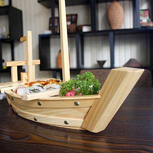 Kichgather 27.6“ Wooden Sushi Serving Tray Boat Plate for Restaurant or Home - Image 5