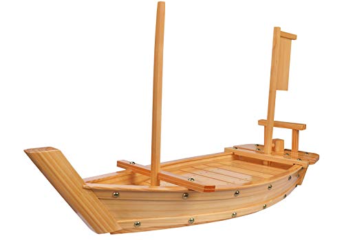 Kichgather 27.6“ Wooden Sushi Serving Tray Boat Plate for Restaurant or Home - Image 1